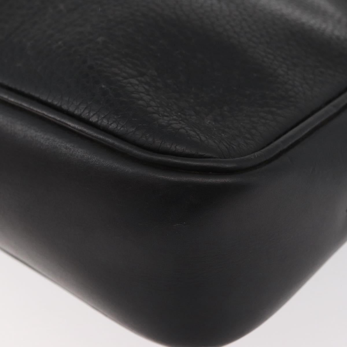 CELINE Shoulder Bag Leather Black Gold Auth bs34916
