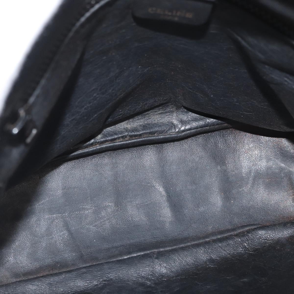 CELINE Shoulder Bag Leather Black Gold Auth bs34916