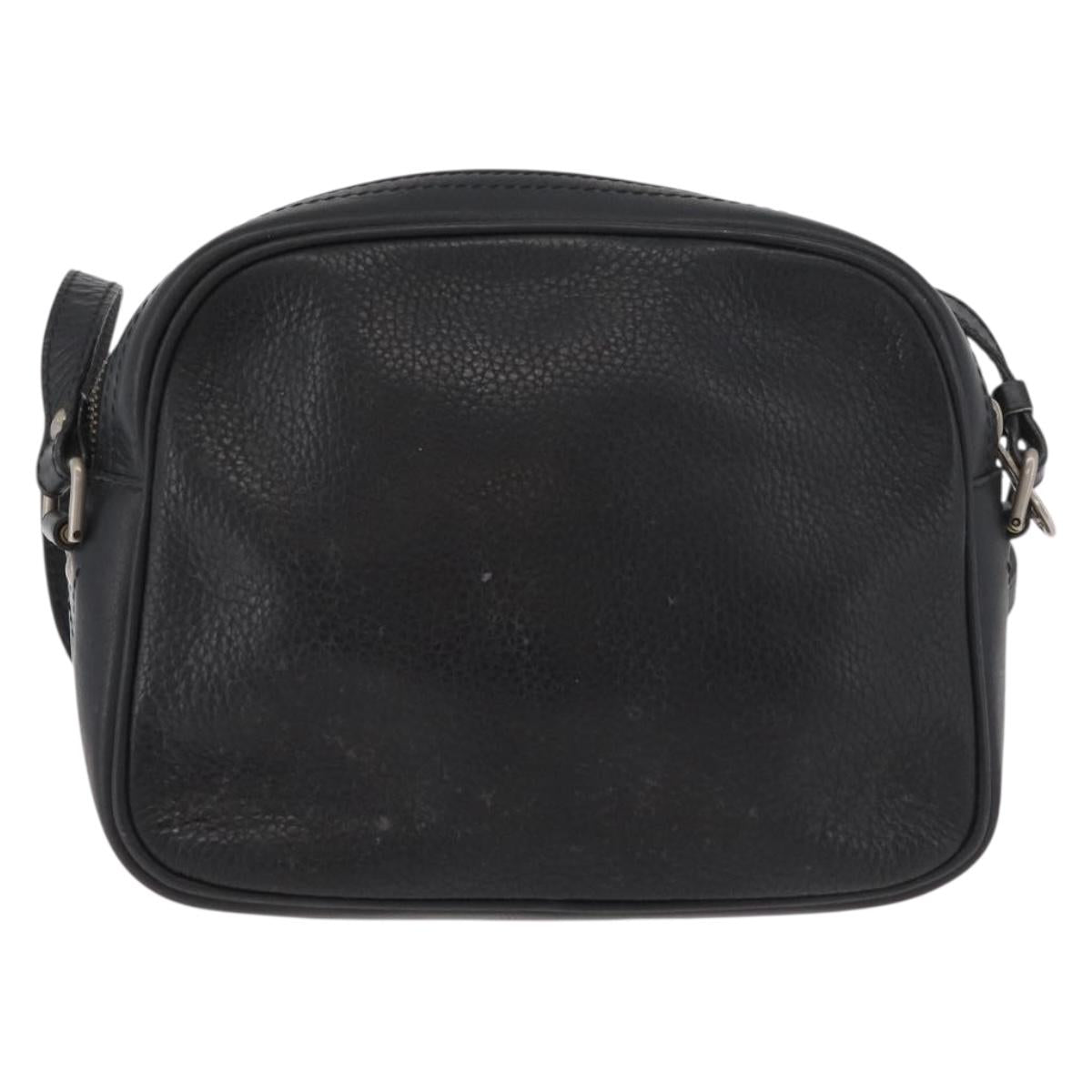 CELINE Shoulder Bag Leather Black Gold Auth bs34916