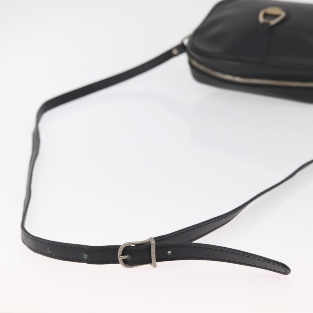 CELINE Shoulder Bag Leather Black Gold Auth bs34916