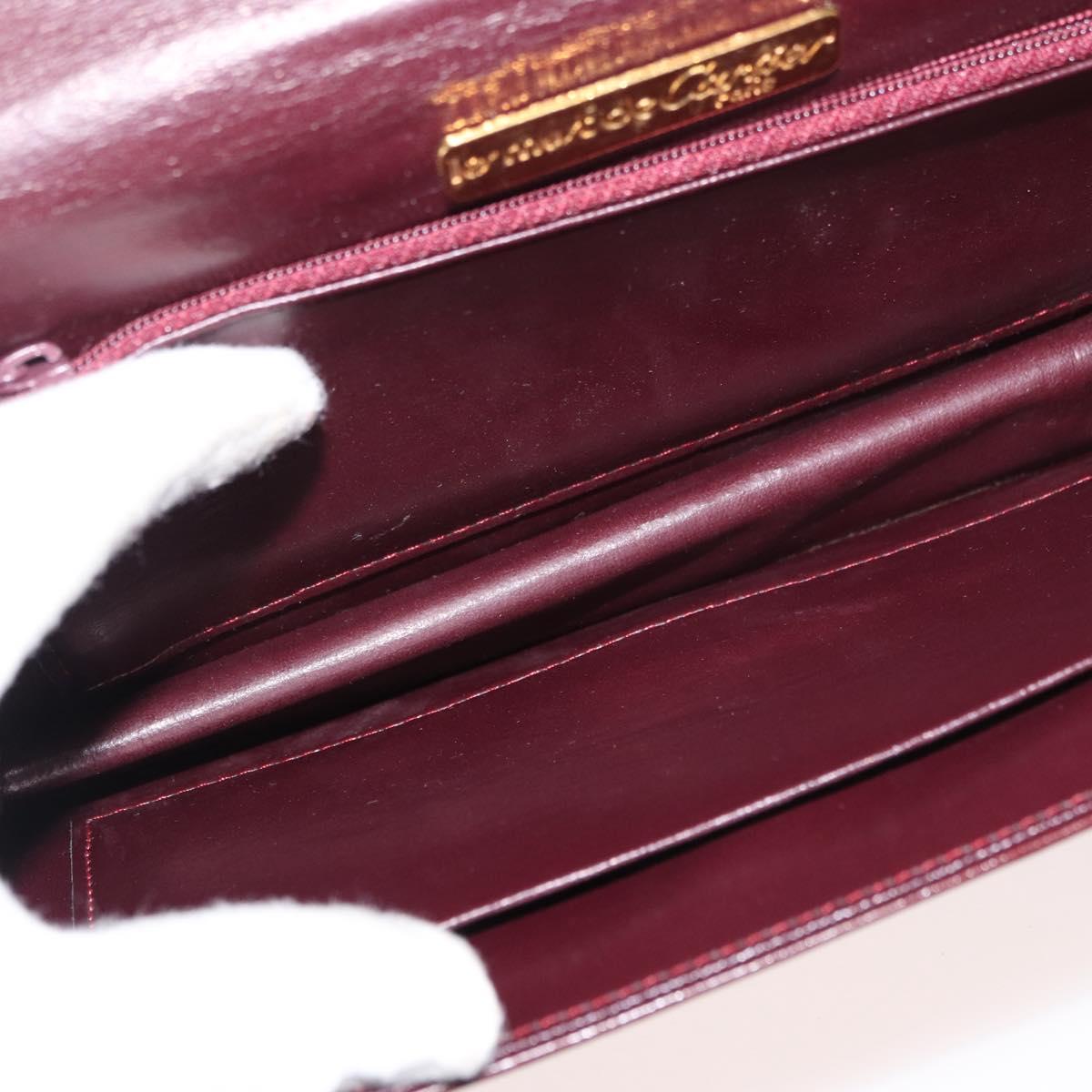 CARTIER Must Line Shoulder Bag Leather Bordeaux Gold Auth bs34921A