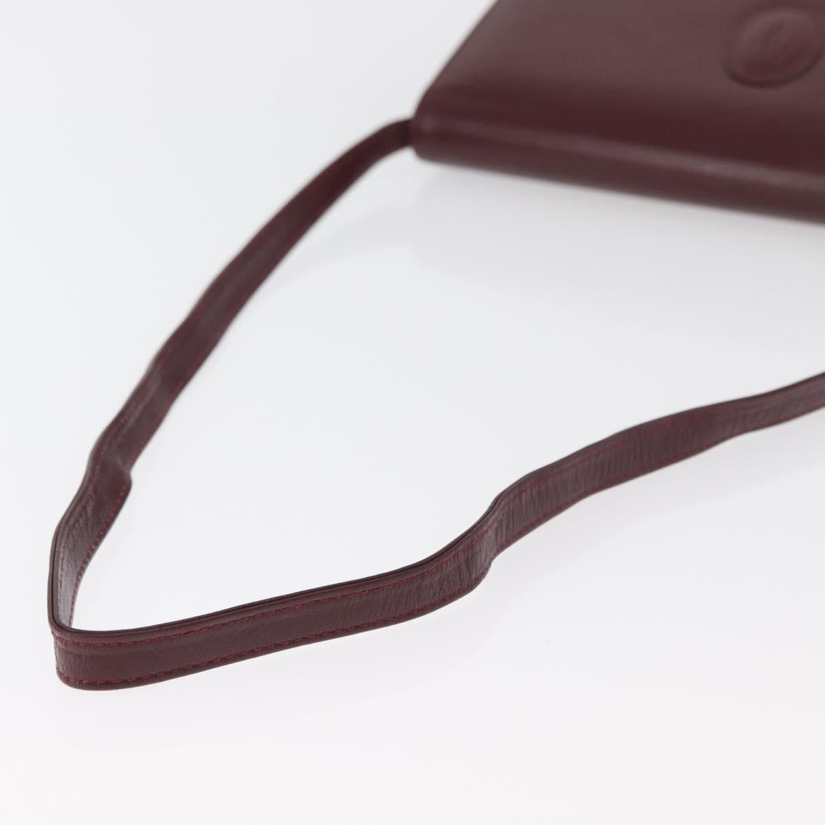 CARTIER Must Line Shoulder Bag Leather Bordeaux Gold Auth bs34921A