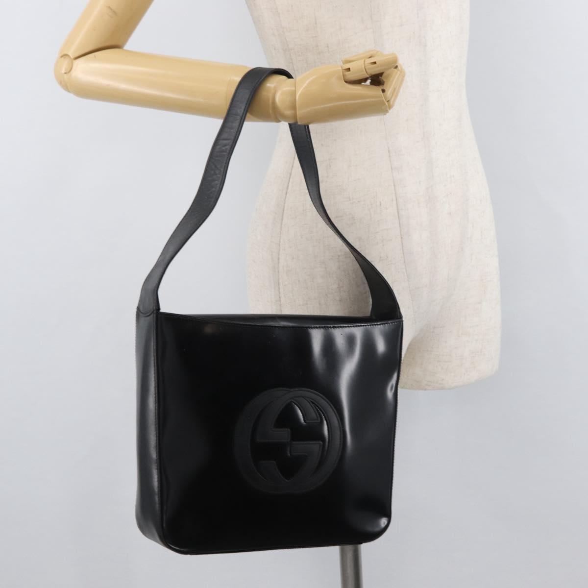 GUCCI Shoulder Bag Patent leather Black Silver 000 0506 1013 Auth bs34922