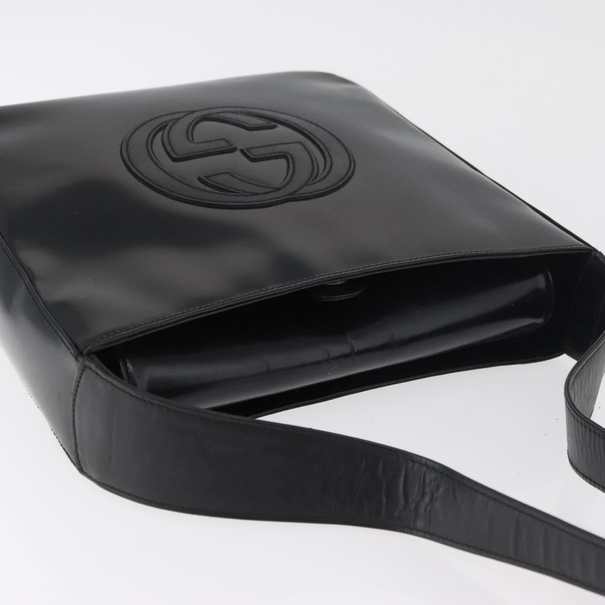 GUCCI Shoulder Bag Patent leather Black Silver 000 0506 1013 Auth bs34922