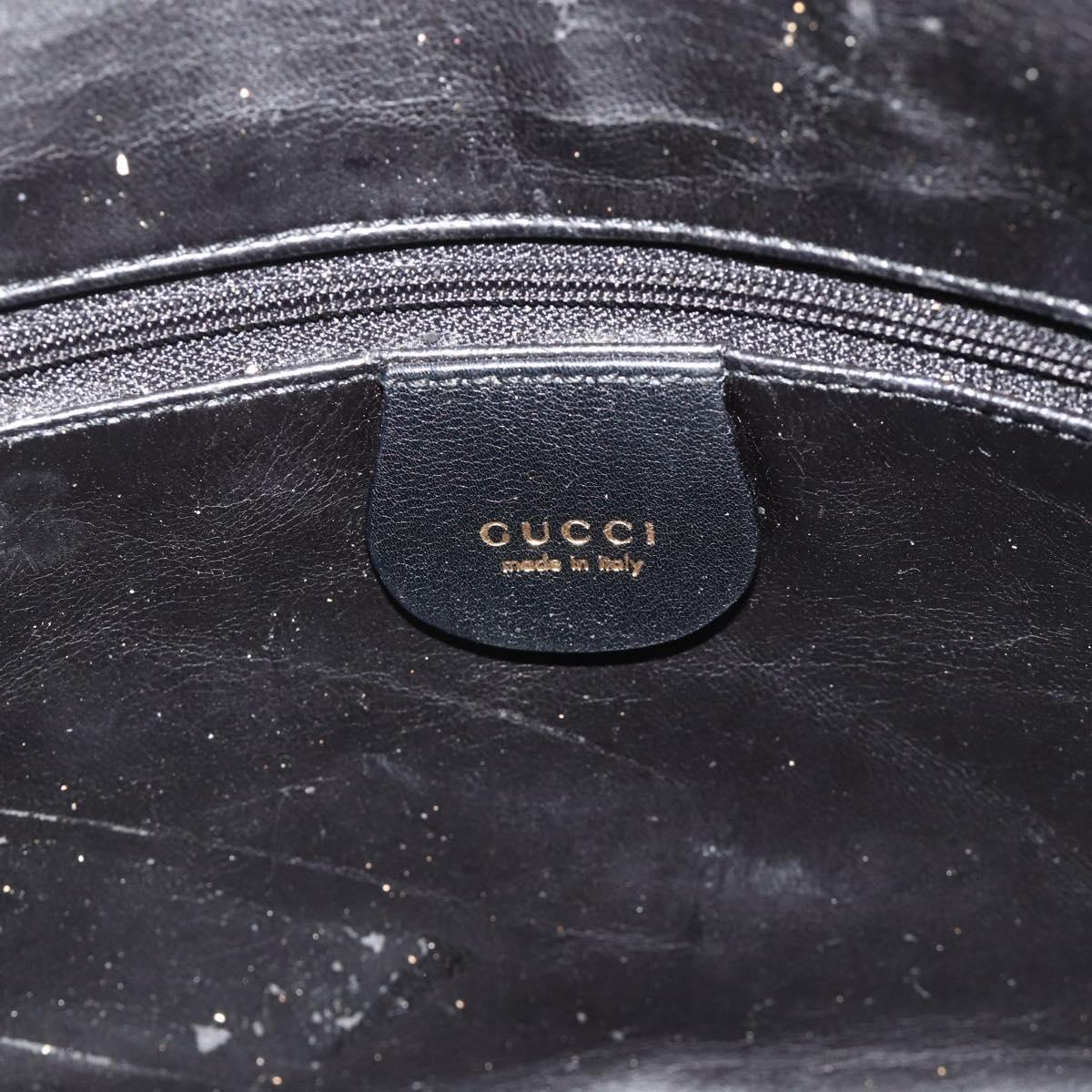 GUCCI Bamboo Hand Bag Leather 2way Black Gold 001 2123 1638 Auth bs34924