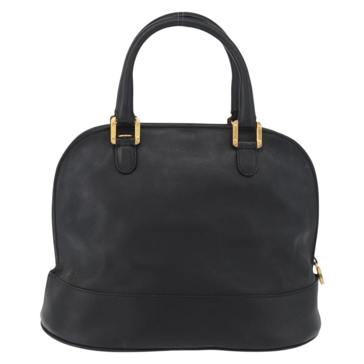 LOEWE Anagram Hand Bag Leather Black Gold Auth bs34927