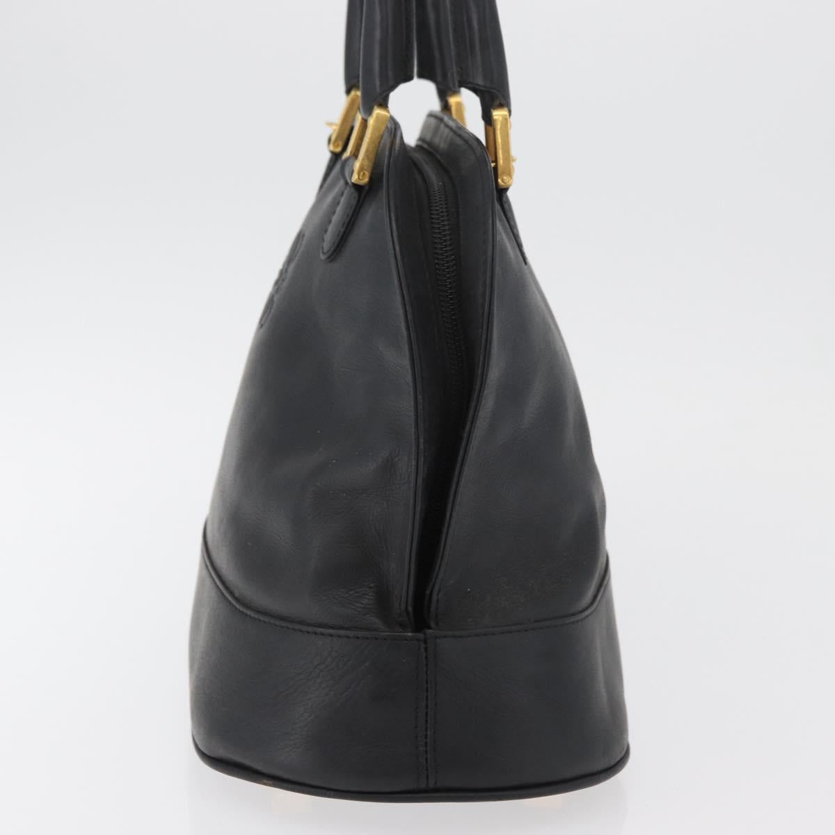LOEWE Anagram Hand Bag Leather Black Gold Auth bs34927