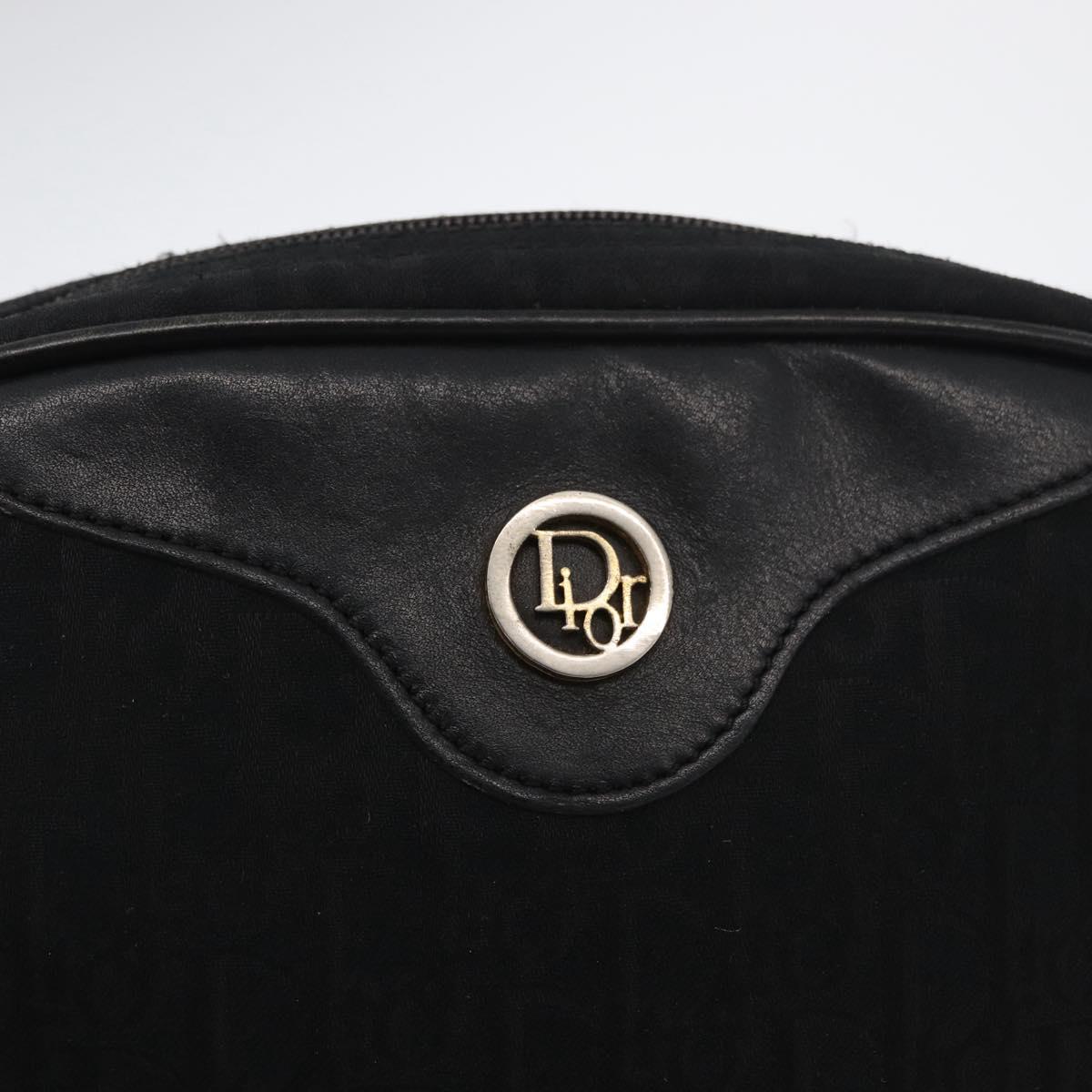 Christian Dior Trotter Canvas Shoulder Bag Black Gold Auth bs34928A