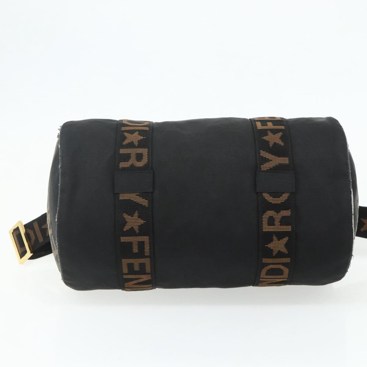 FENDI Hand Bag Nylon 2way Black Gold Auth bs34931