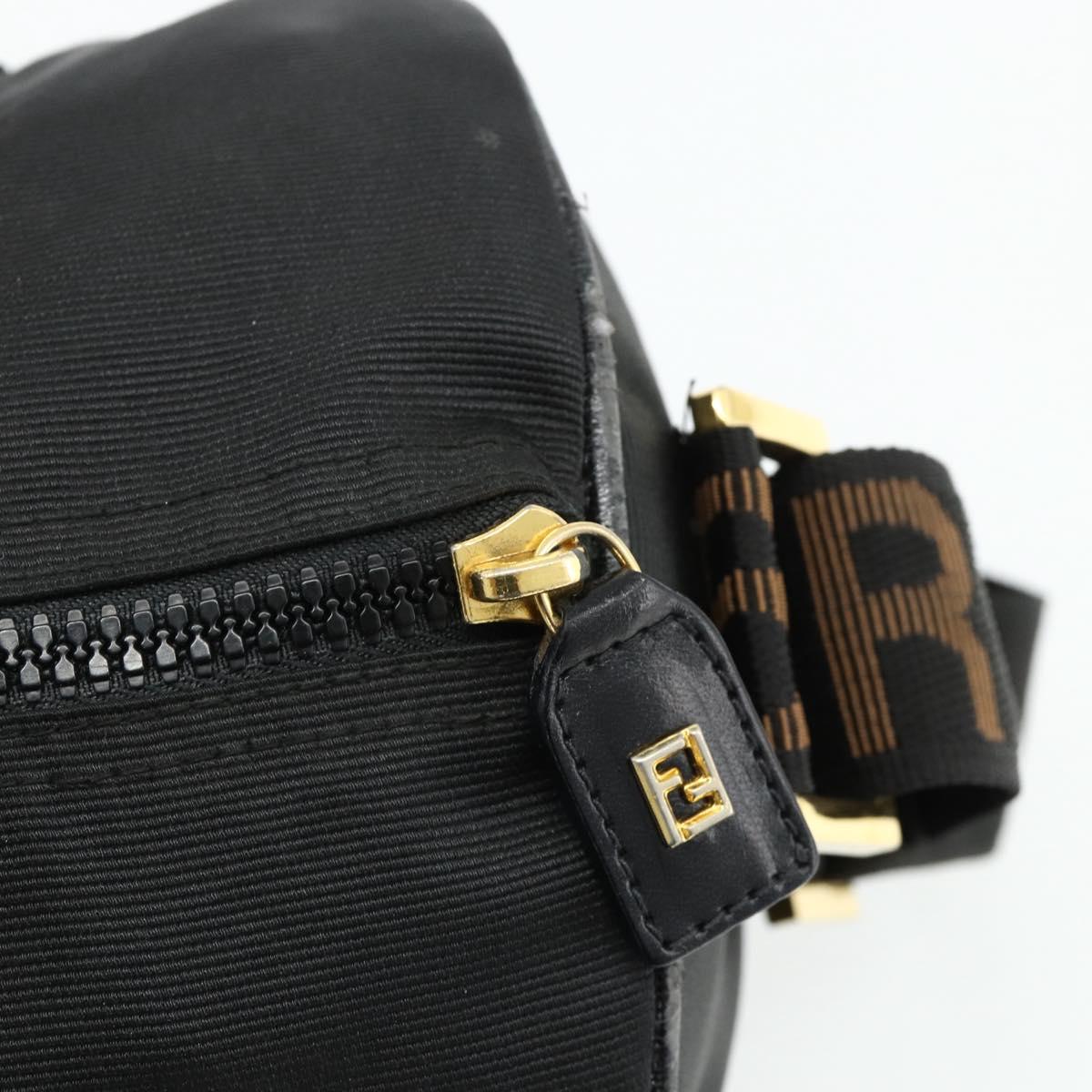 FENDI Hand Bag Nylon 2way Black Gold Auth bs34931