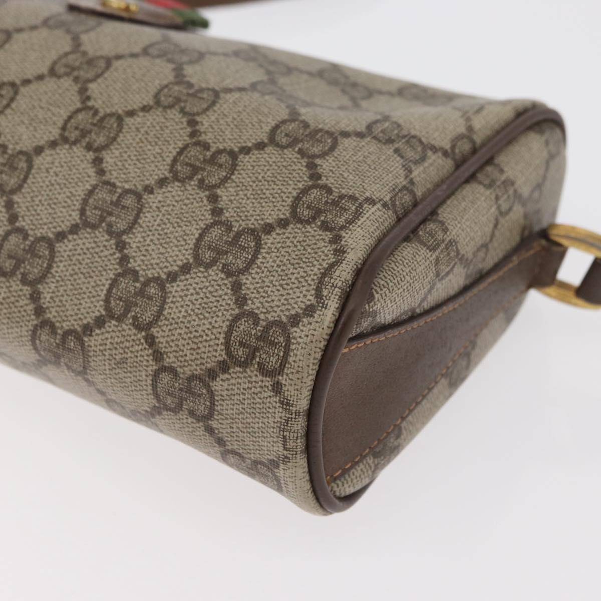 GUCCI GG Supreme Web Sherry Line Bag PVC Beige Gold 89 02 018 Auth bs34932