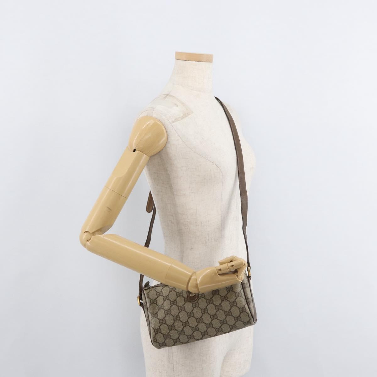 GUCCI GG Supreme Web Sherry Line Bag PVC Beige Gold 89 02 018 Auth bs34932