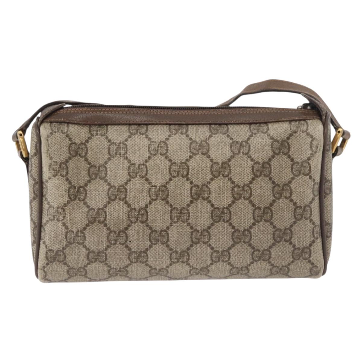 GUCCI GG Supreme Web Sherry Line Bag PVC Beige Gold 89 02 018 Auth bs34932