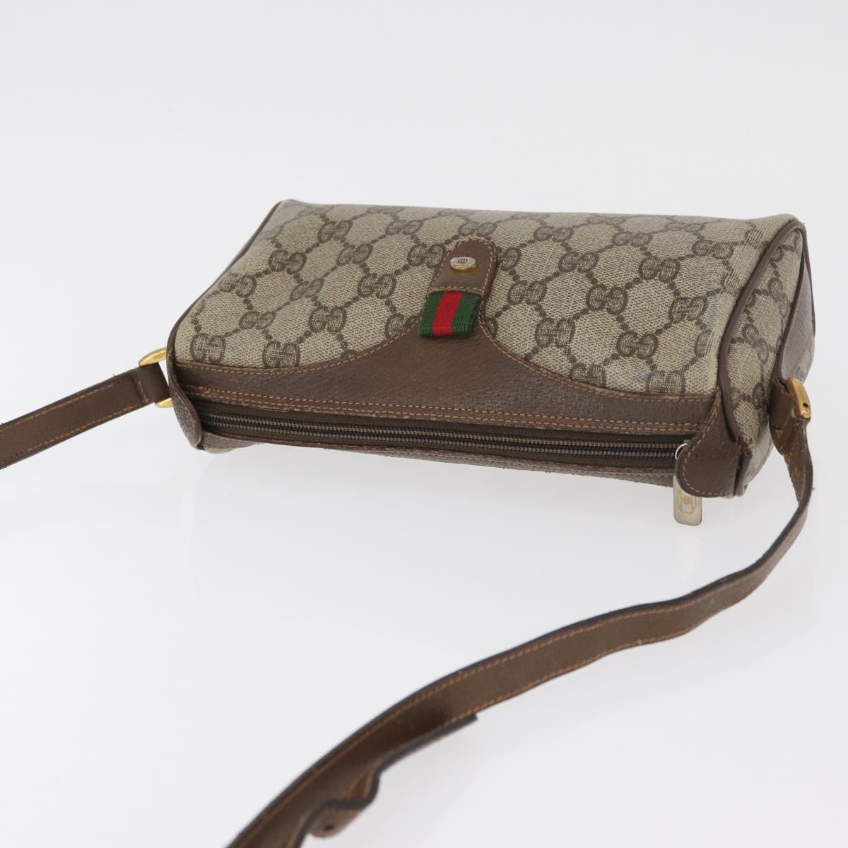 GUCCI GG Supreme Web Sherry Line Bag PVC Beige Gold 89 02 018 Auth bs34932