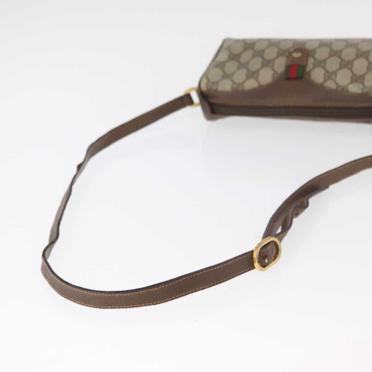 GUCCI GG Supreme Web Sherry Line Bag PVC Beige Gold 89 02 018 Auth bs34932