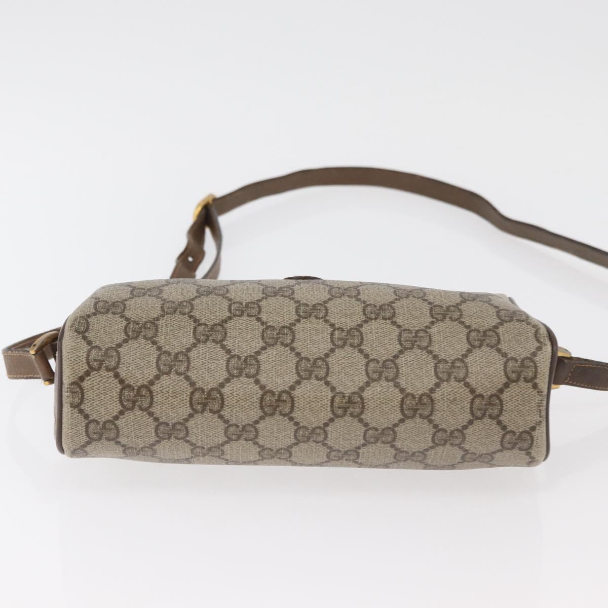 GUCCI GG Supreme Web Sherry Line Bag PVC Beige Gold 89 02 018 Auth bs34932
