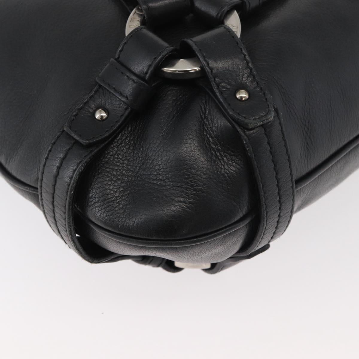 BALLY Shoulder Bag Leather Black Silver Auth bs34934A