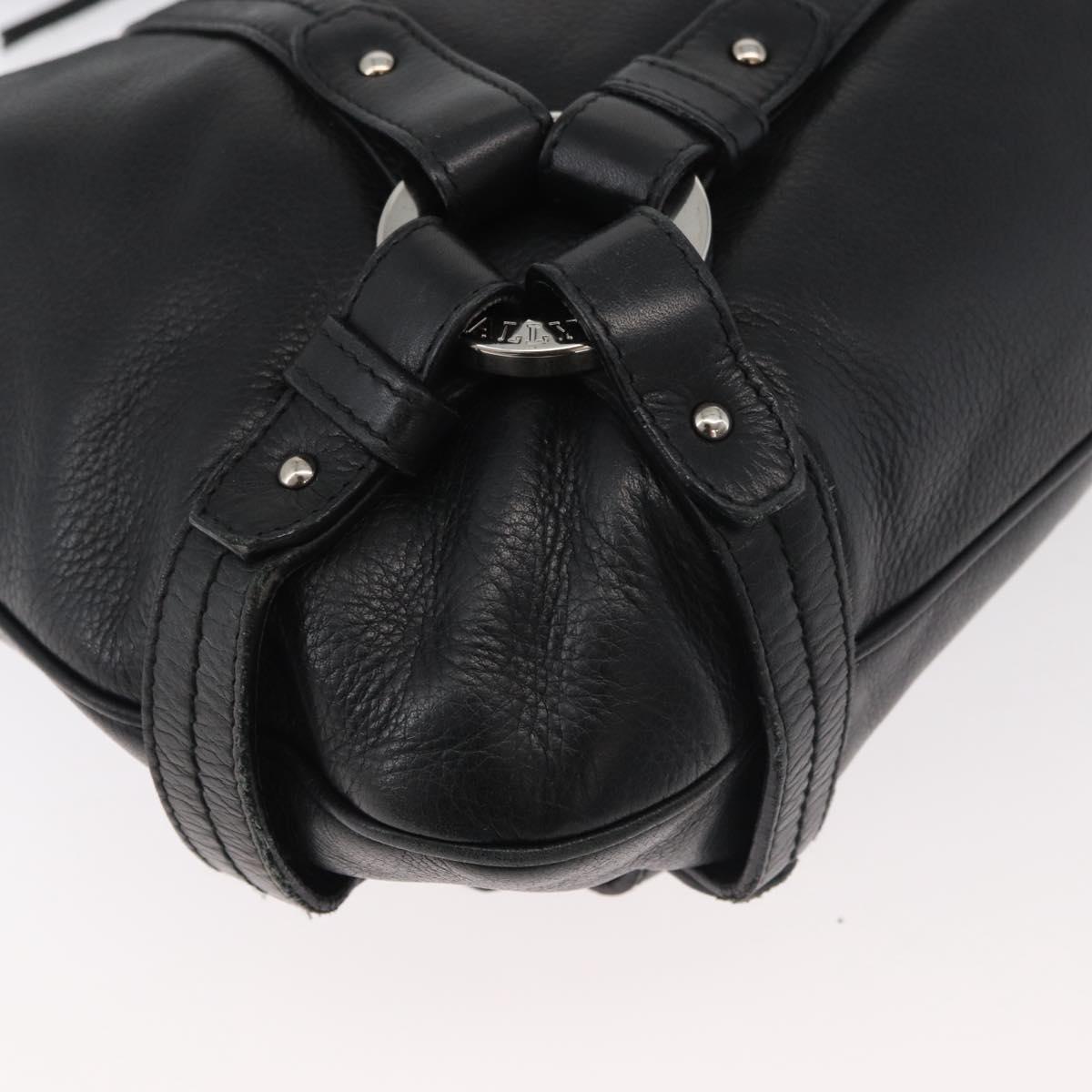 BALLY Shoulder Bag Leather Black Silver Auth bs34934A