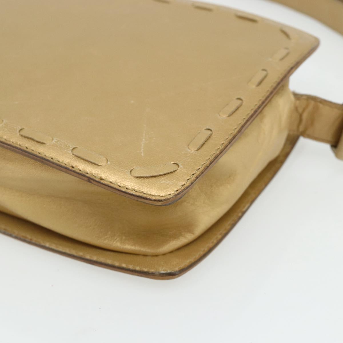 BOTTEGA VENETA Shoulder Bag Leather Gold Auth bs34935