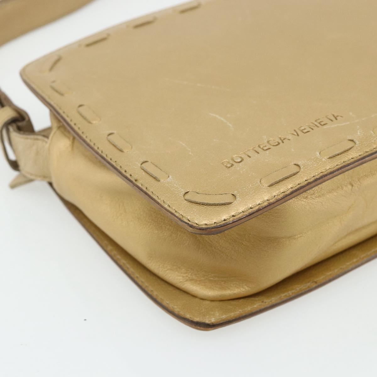 BOTTEGA VENETA Shoulder Bag Leather Gold Auth bs34935