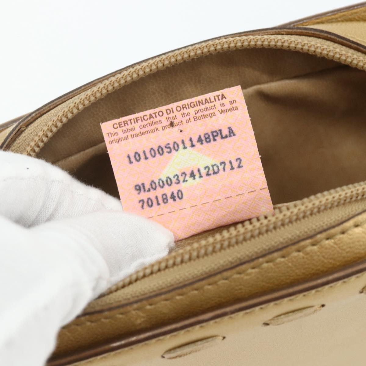 BOTTEGA VENETA Shoulder Bag Leather Gold Auth bs34935