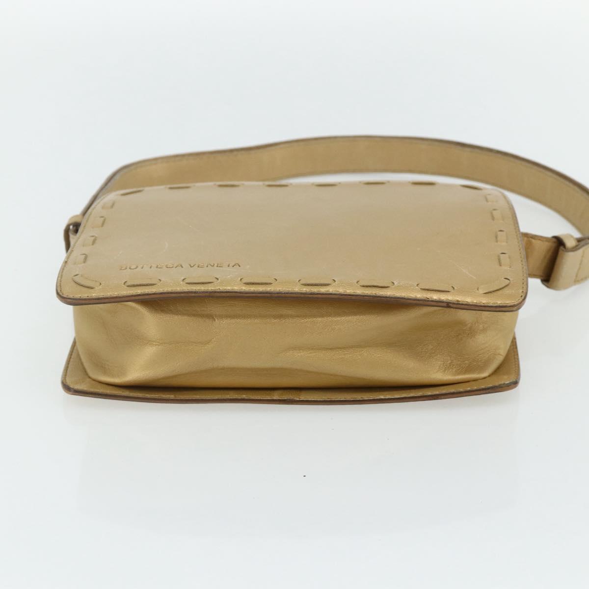 BOTTEGA VENETA Shoulder Bag Leather Gold Auth bs34935