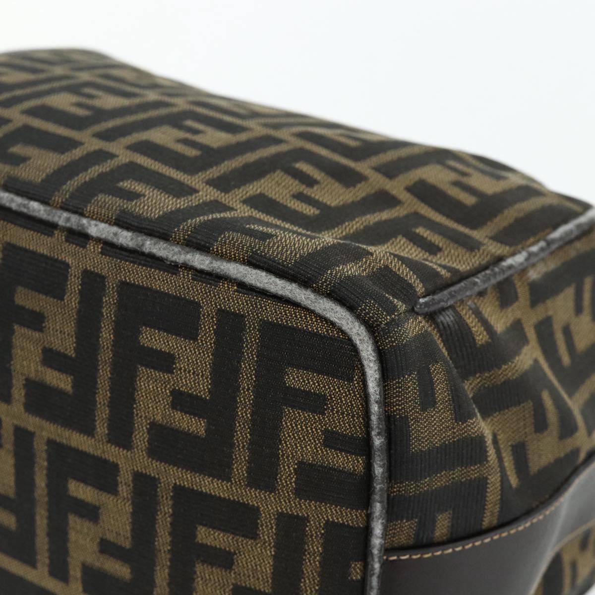 FENDI Zucca Canvas Hand Bag Black Brown Auth bs34936