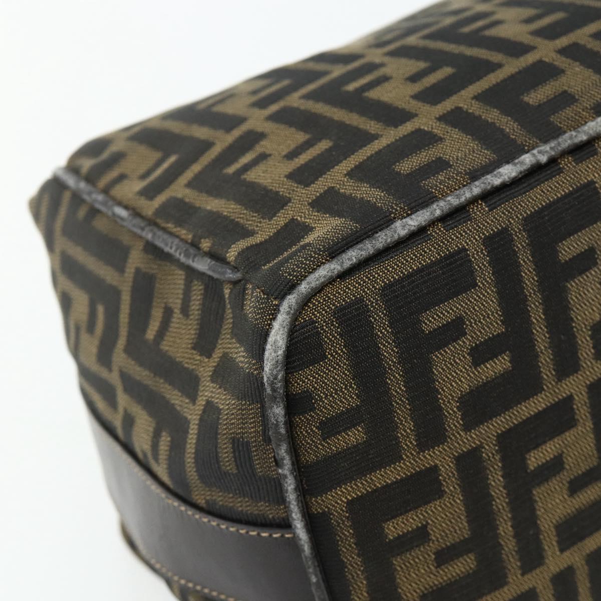 FENDI Zucca Canvas Hand Bag Black Brown Auth bs34936
