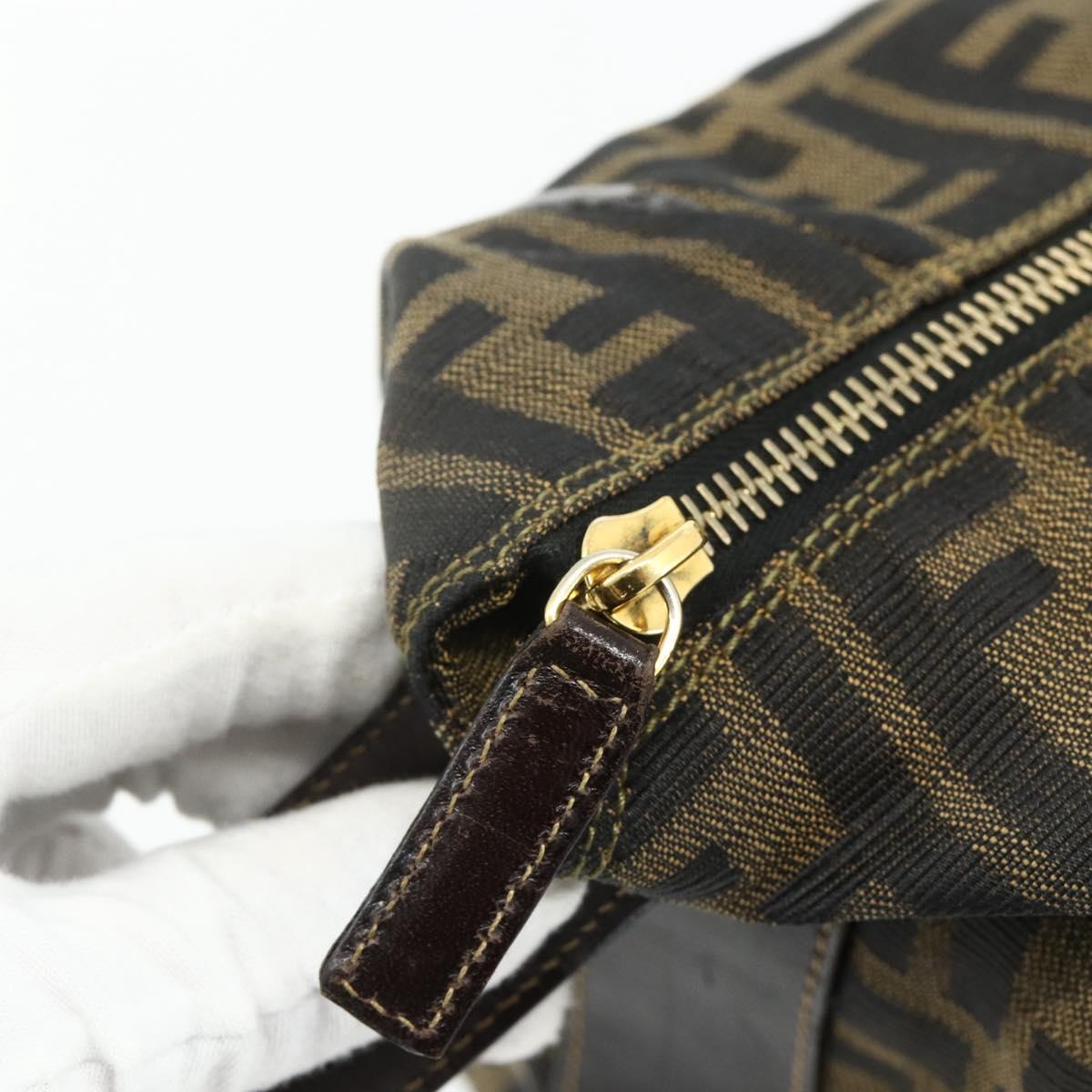 FENDI Zucca Canvas Hand Bag Black Brown Auth bs34936