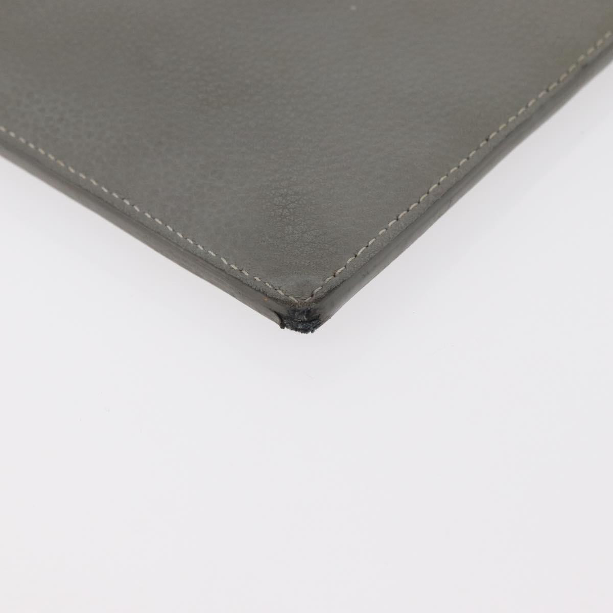 Christian Dior Clutch Bag Leather Gray Silver Auth bs34937