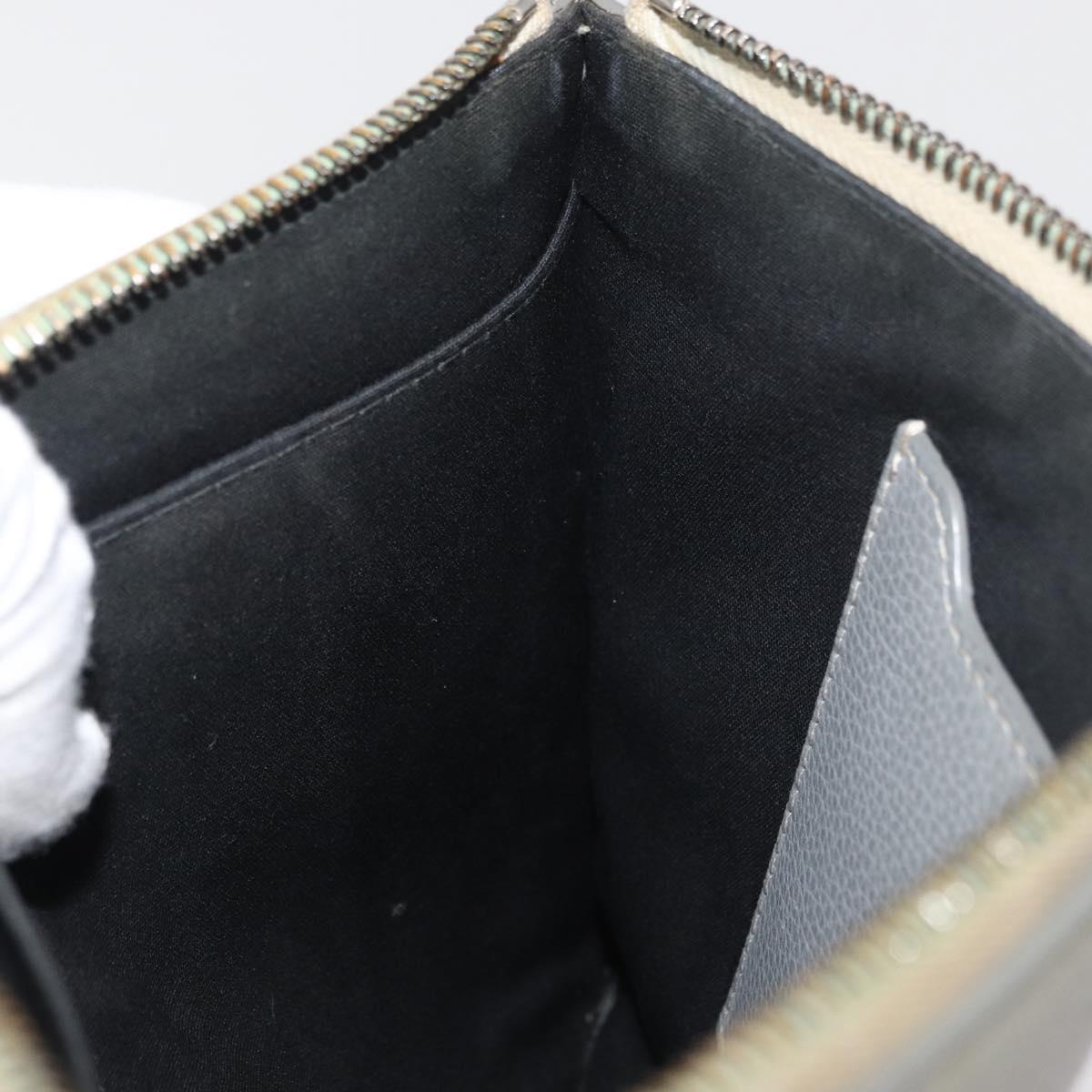 Christian Dior Clutch Bag Leather Gray Silver Auth bs34937