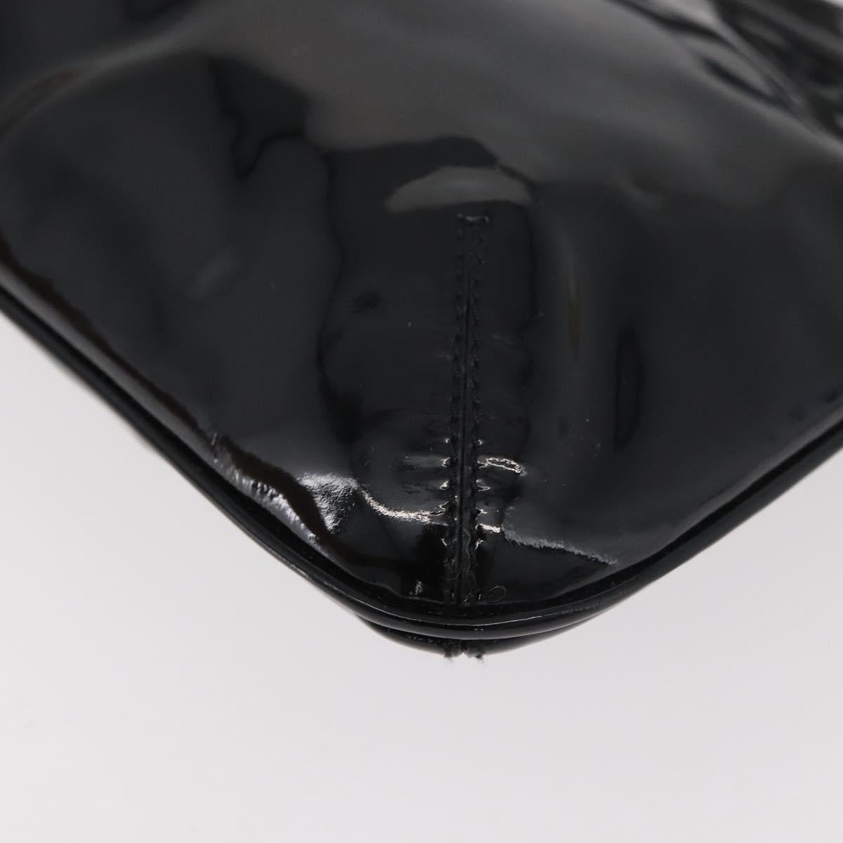 Salvatore Ferragamo Gancini Shoulder Bag Patent leather Black Gold Auth bs34939