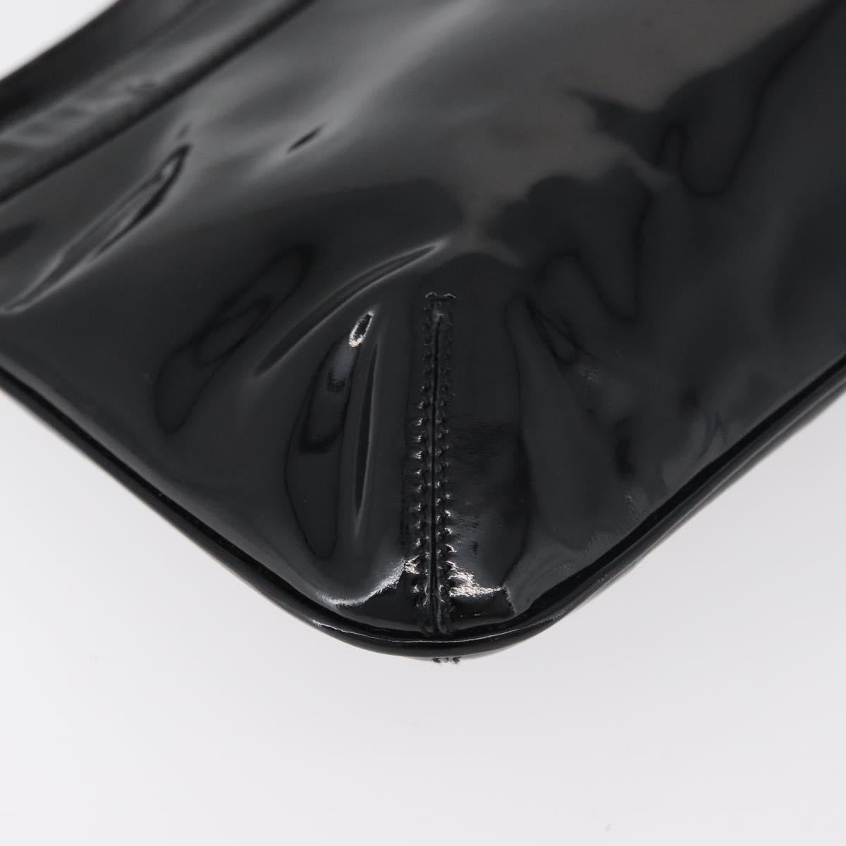 Salvatore Ferragamo Gancini Shoulder Bag Patent leather Black Gold Auth bs34939