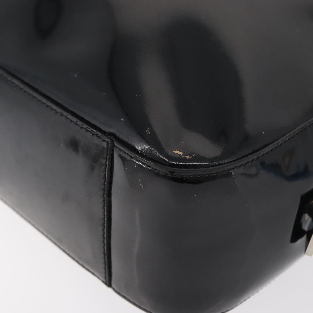 Salvatore Ferragamo Tote Bag Patent leather Black Silver Auth bs34940
