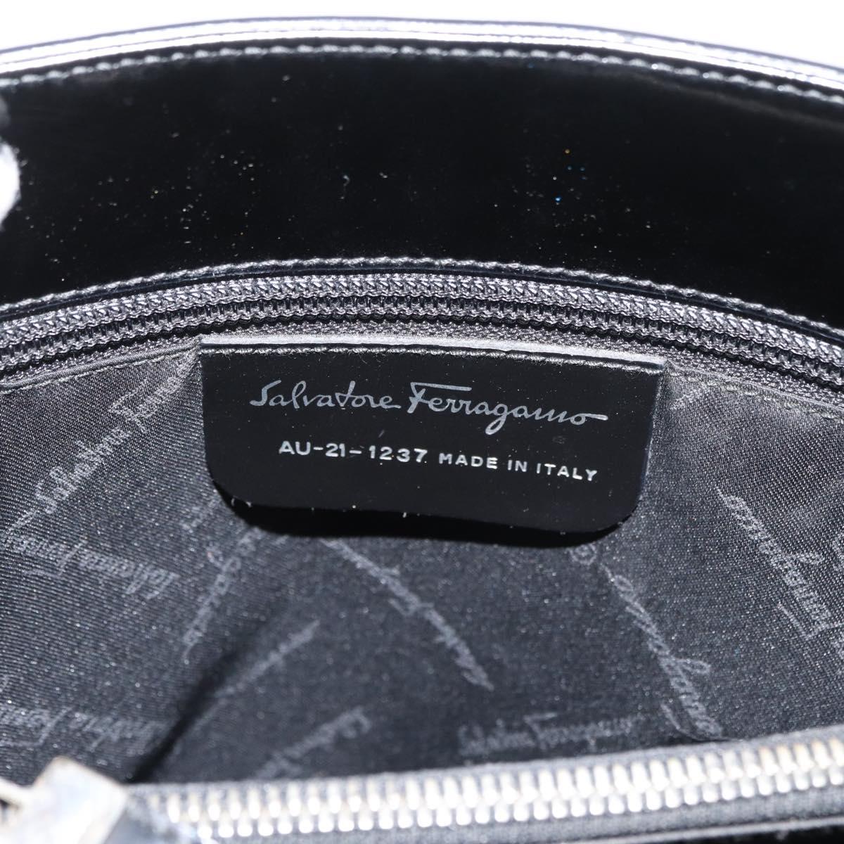 Salvatore Ferragamo Tote Bag Patent leather Black Silver Auth bs34940