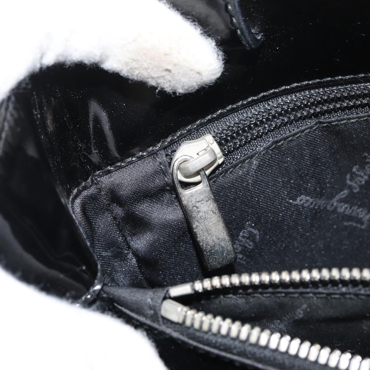 Salvatore Ferragamo Tote Bag Patent leather Black Silver Auth bs34940