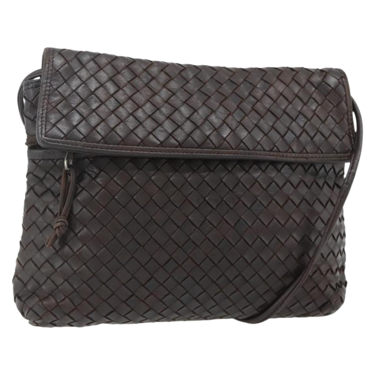 BOTTEGA VENETA INTRECCIATO Shoulder Bag Leather Brown Auth bs34942