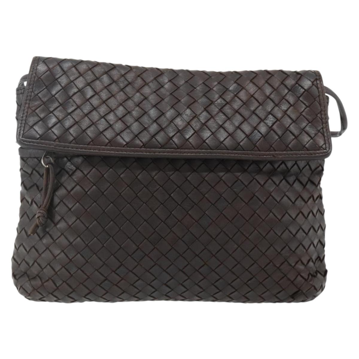 BOTTEGA VENETA INTRECCIATO Shoulder Bag Leather Brown Auth bs34942