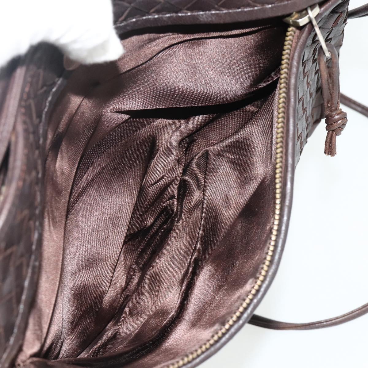 BOTTEGA VENETA INTRECCIATO Shoulder Bag Leather Brown Auth bs34942