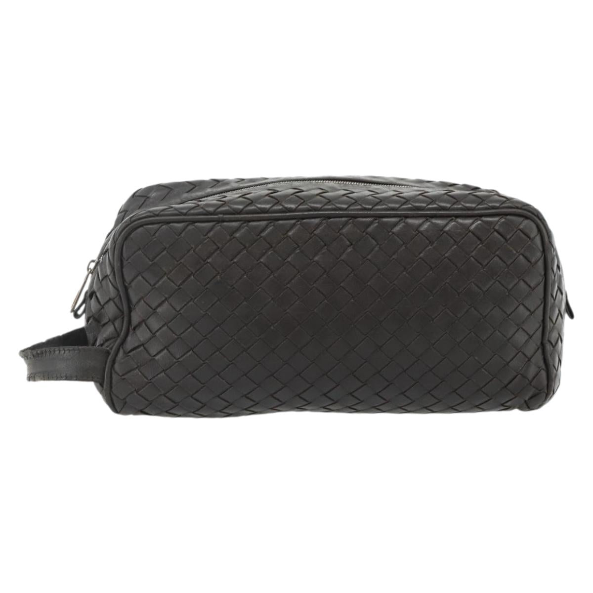 BOTTEGA VENETA INTRECCIATO Clutch Bag Leather Brown Auth bs34943