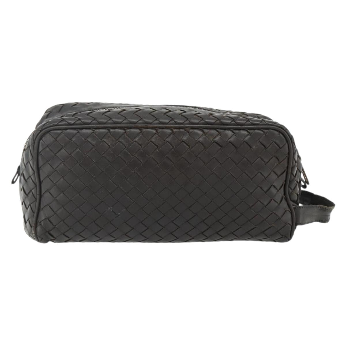 BOTTEGA VENETA INTRECCIATO Clutch Bag Leather Brown Auth bs34943