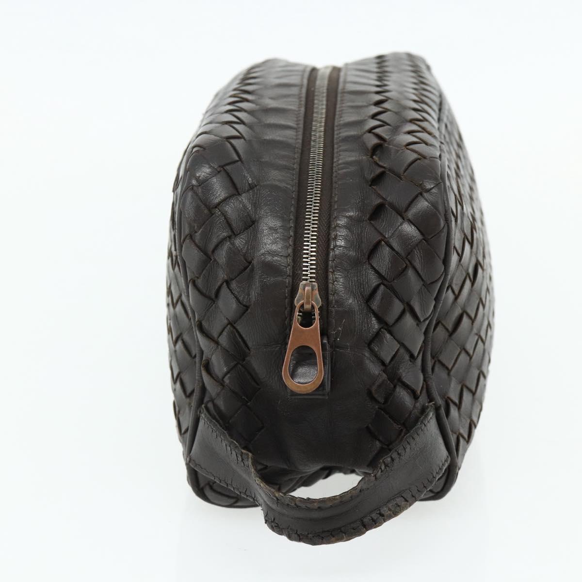BOTTEGA VENETA INTRECCIATO Clutch Bag Leather Brown Auth bs34943