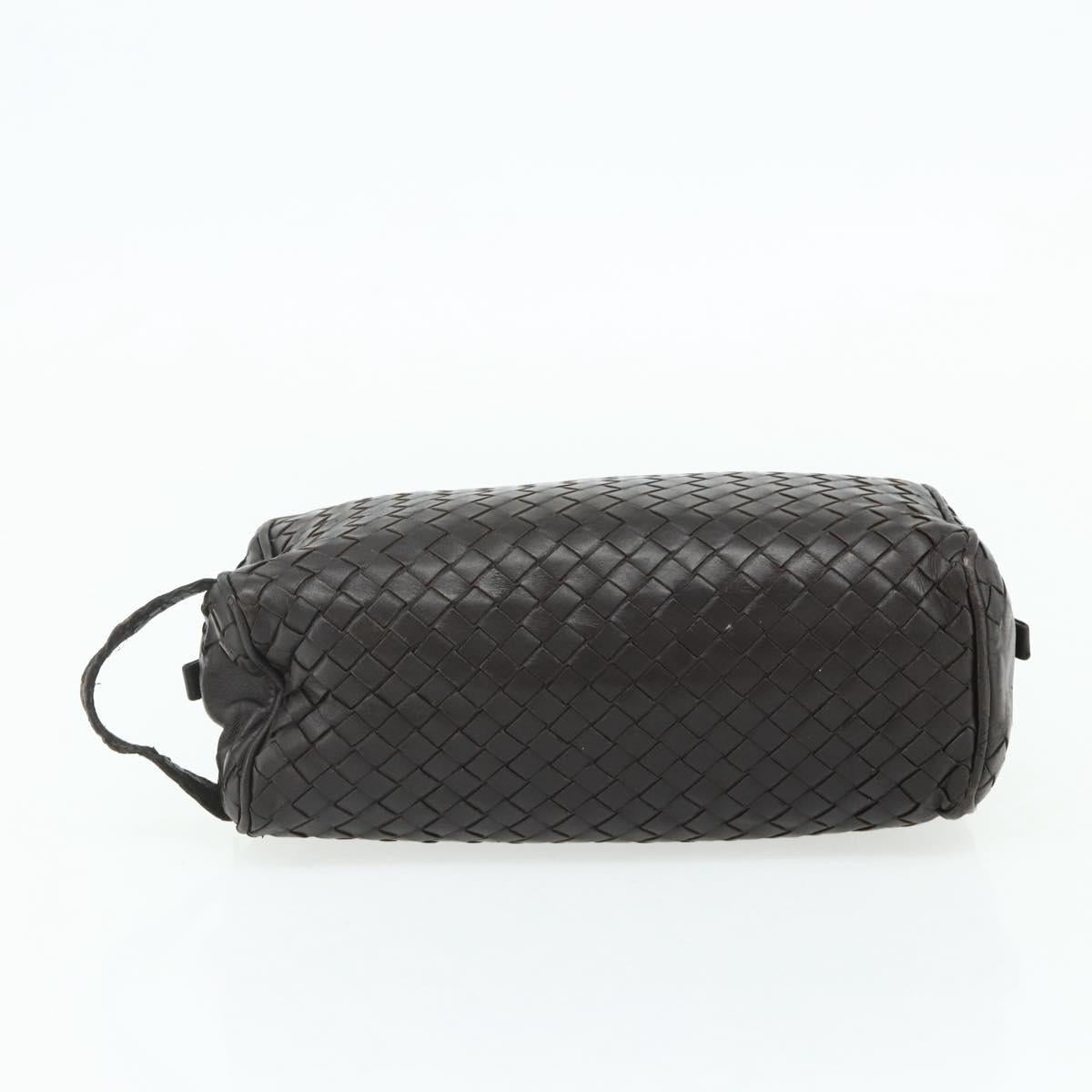 BOTTEGA VENETA INTRECCIATO Clutch Bag Leather Brown Auth bs34943