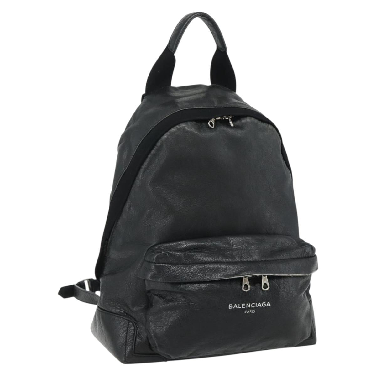 BALENCIAGA Backpack Leather Black Silver 409010 Auth bs34947