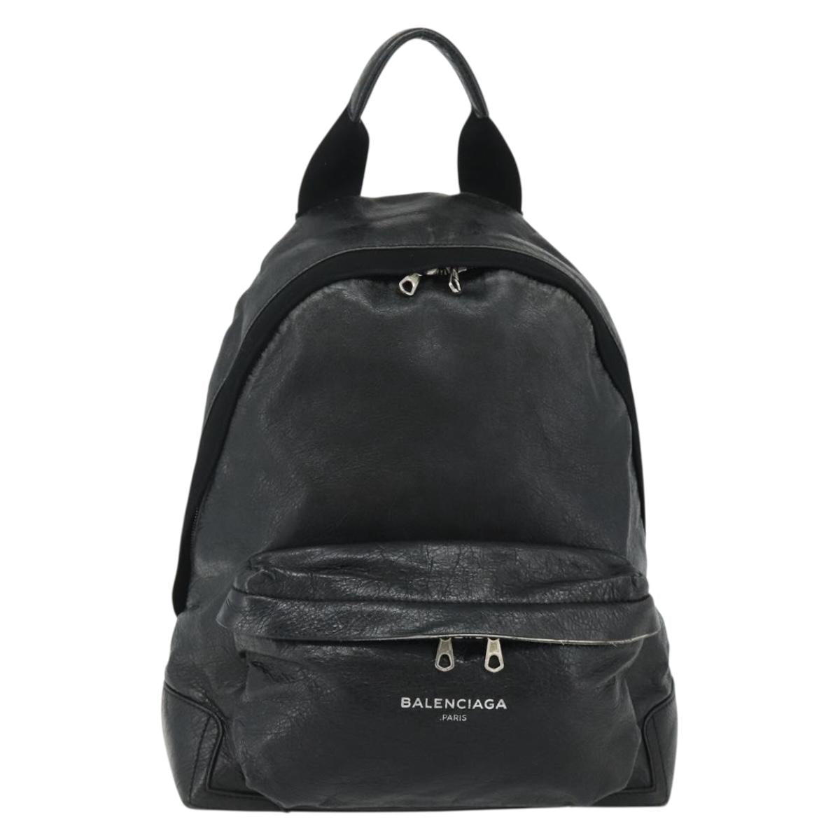 BALENCIAGA Backpack Leather Black Silver 409010 Auth bs34947