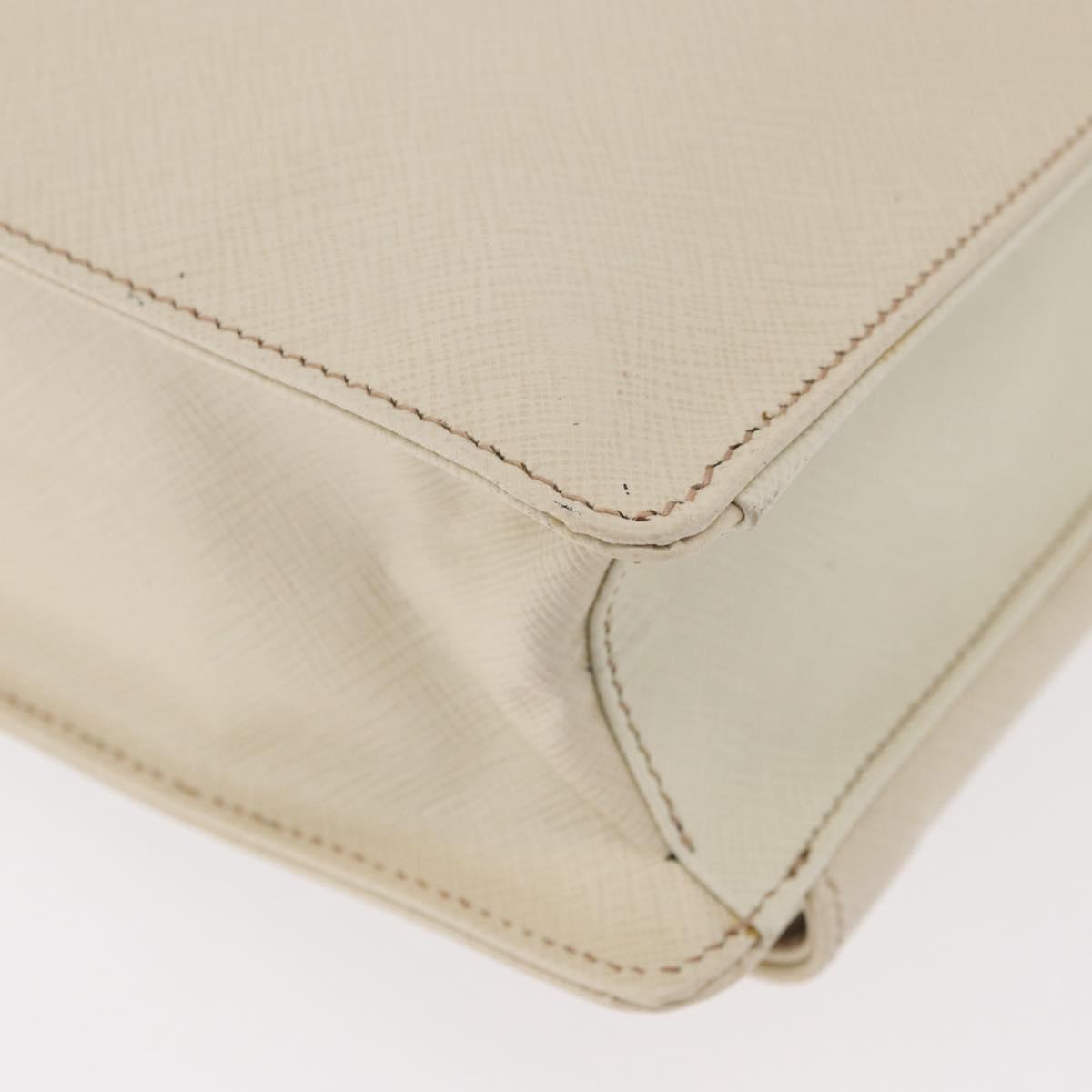 PRADA Business Bag Safiano leather Ivory Silver Auth bs34948A