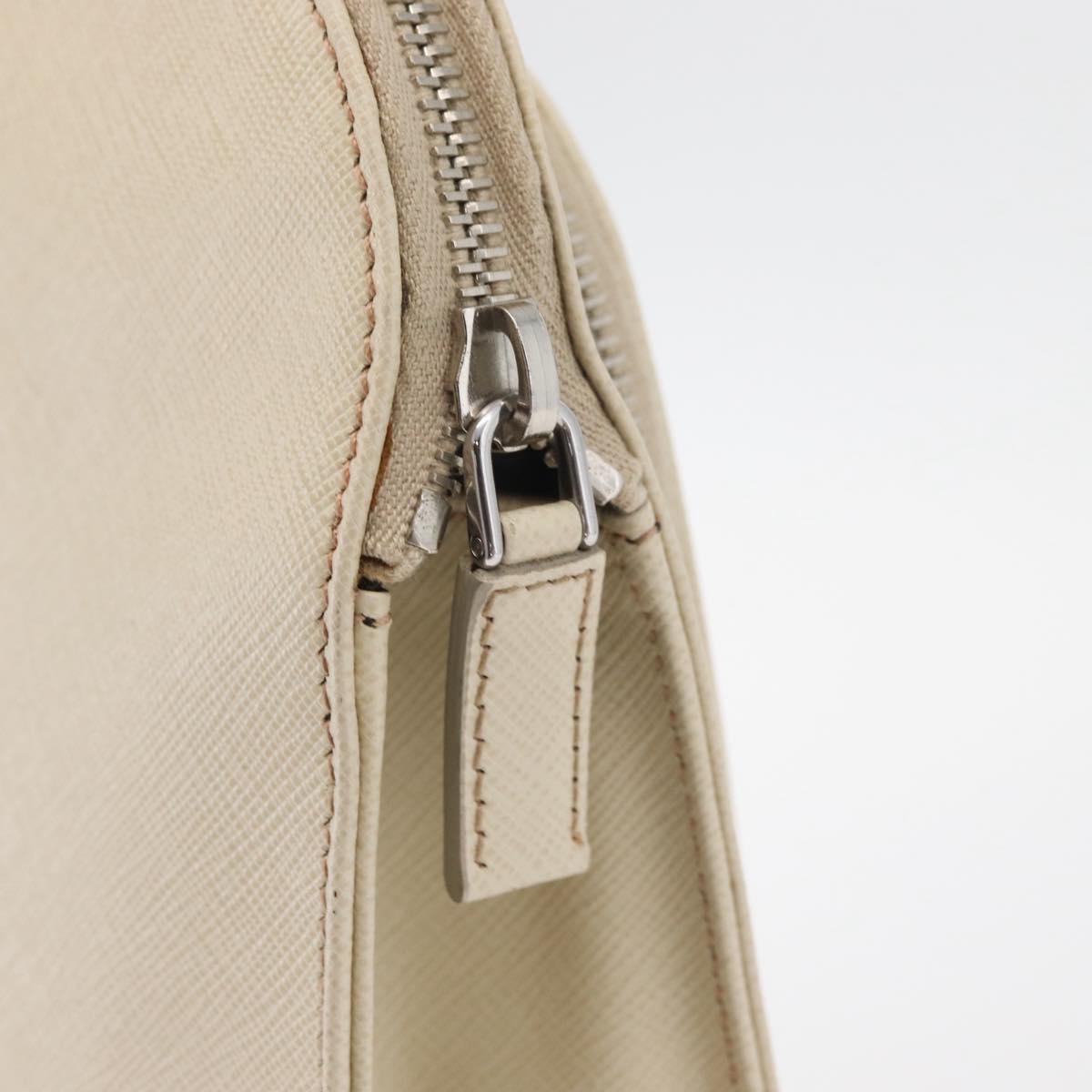 PRADA Business Bag Safiano leather Ivory Silver Auth bs34948A
