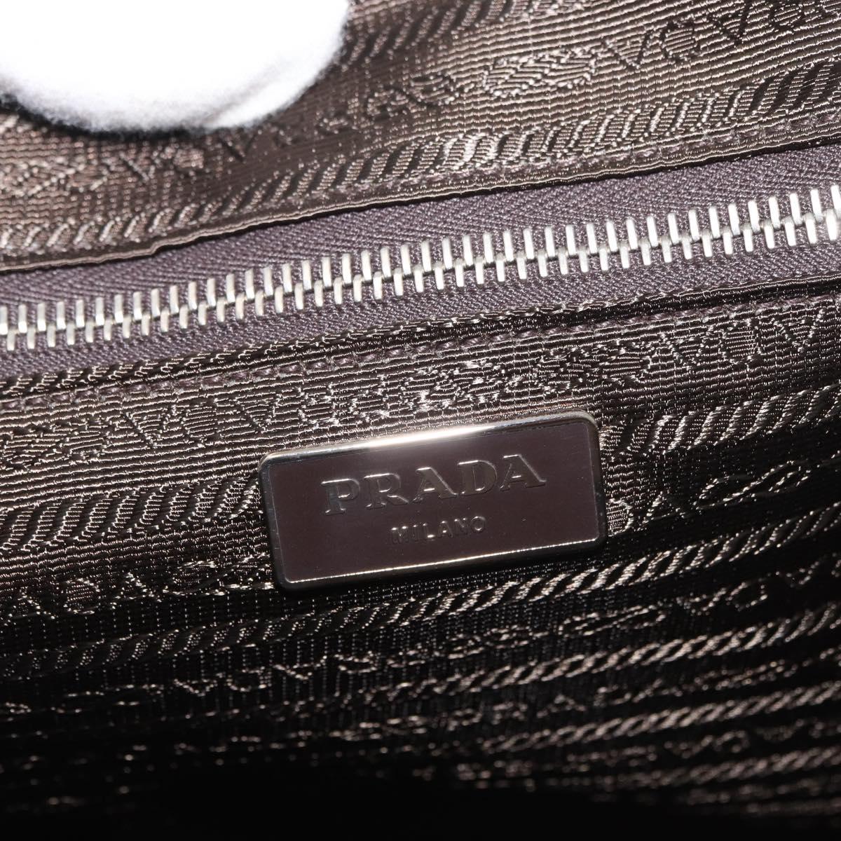 PRADA Business Bag Safiano leather Ivory Silver Auth bs34948A