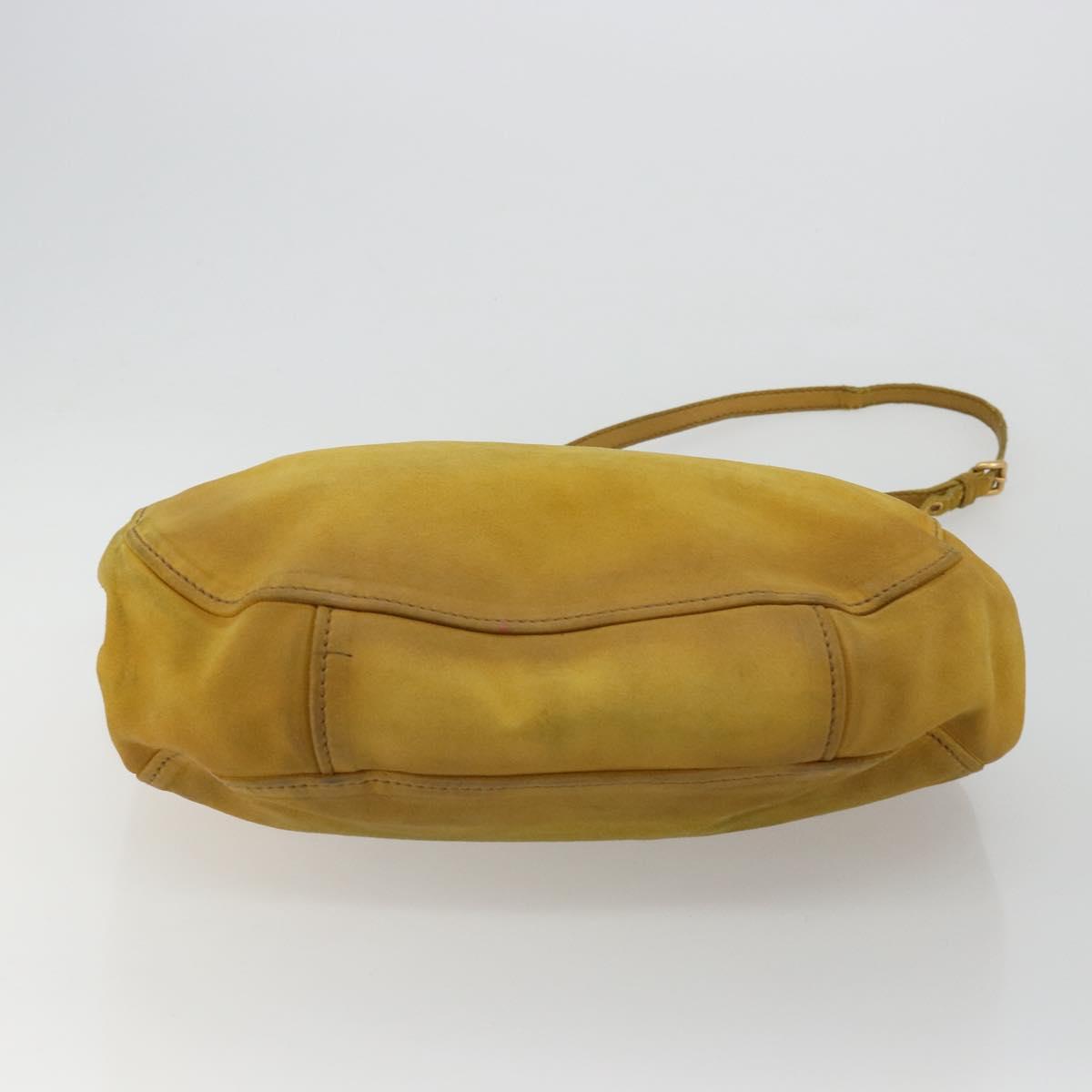 Miu Miu Hand Bag Suede 2way Yellow Gold Auth bs34949