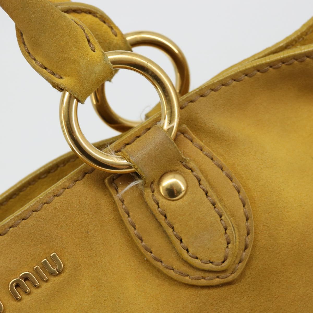 Miu Miu Hand Bag Suede 2way Yellow Gold Auth bs34949